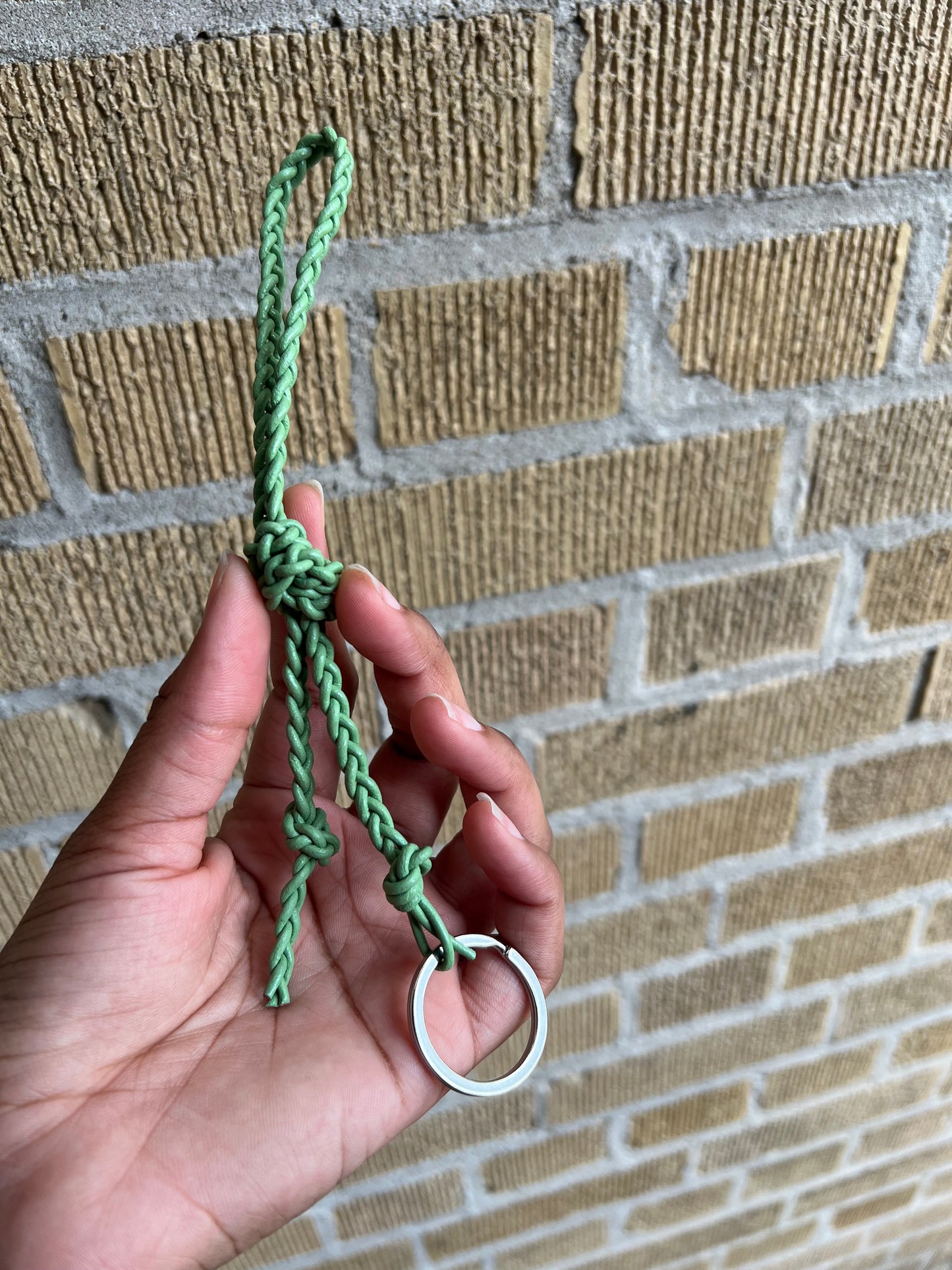 Knotted Genuine Leather Keychain